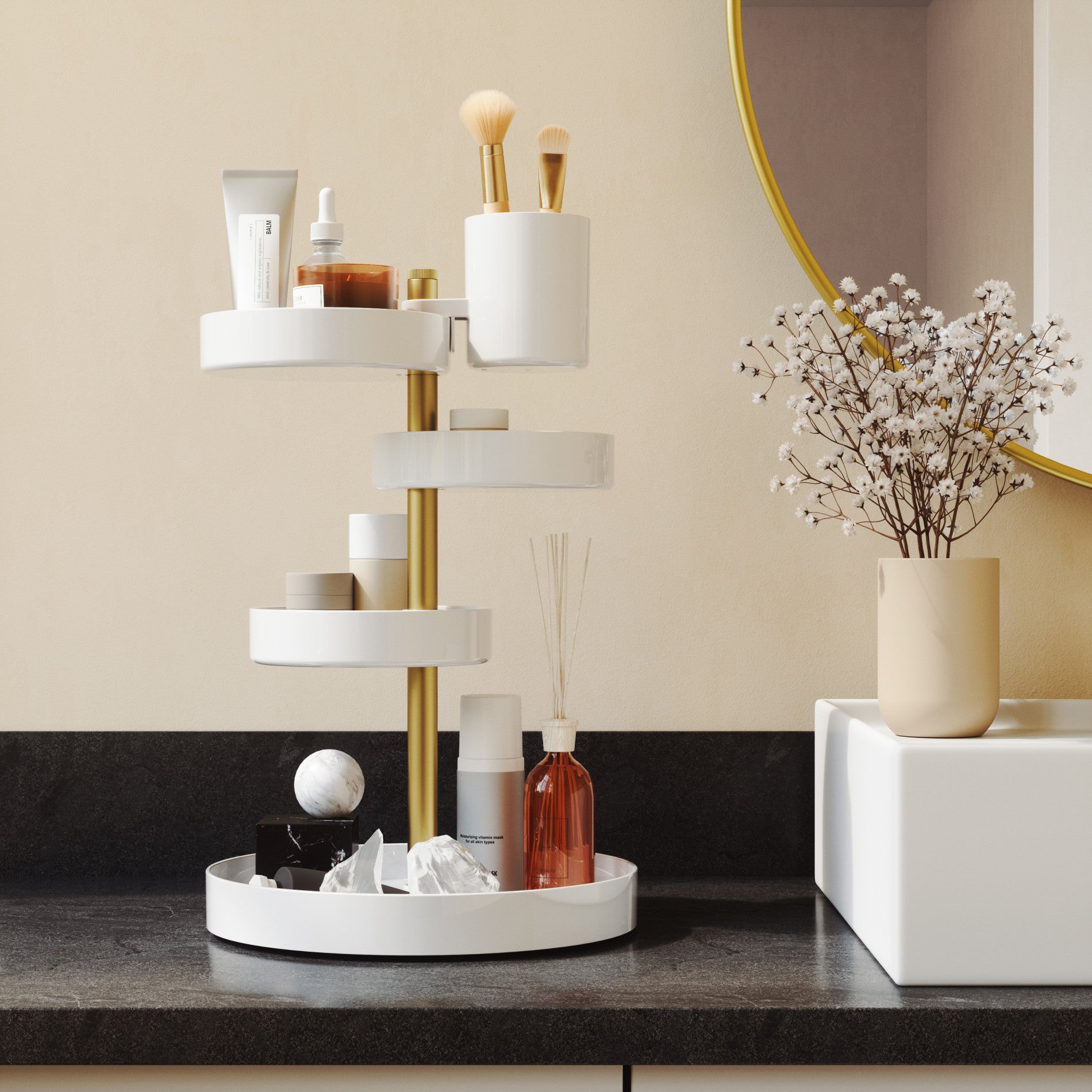 Stylish Pirouette Makeup Organizer for Vanity