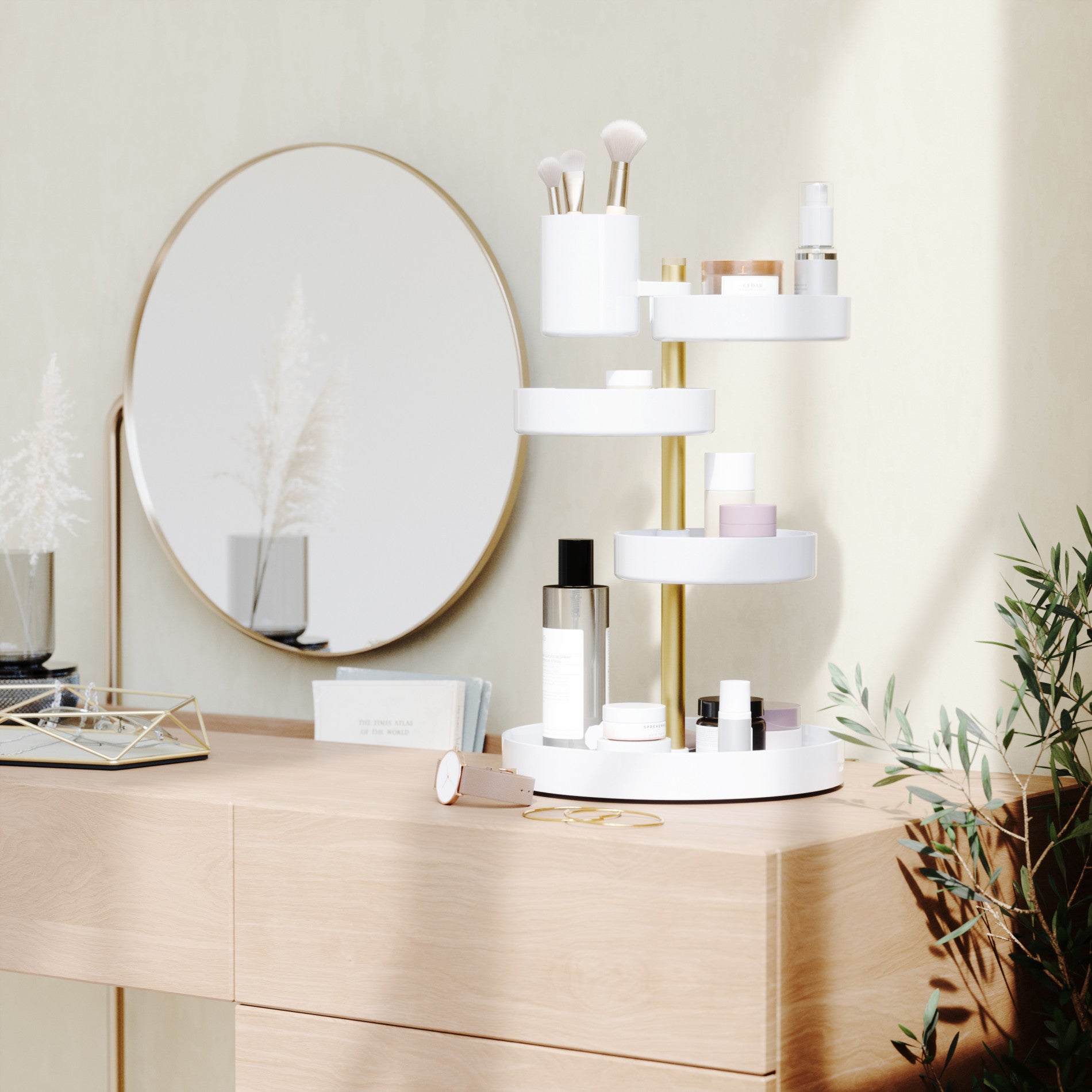 Stylish Pirouette Makeup Organizer for Vanity