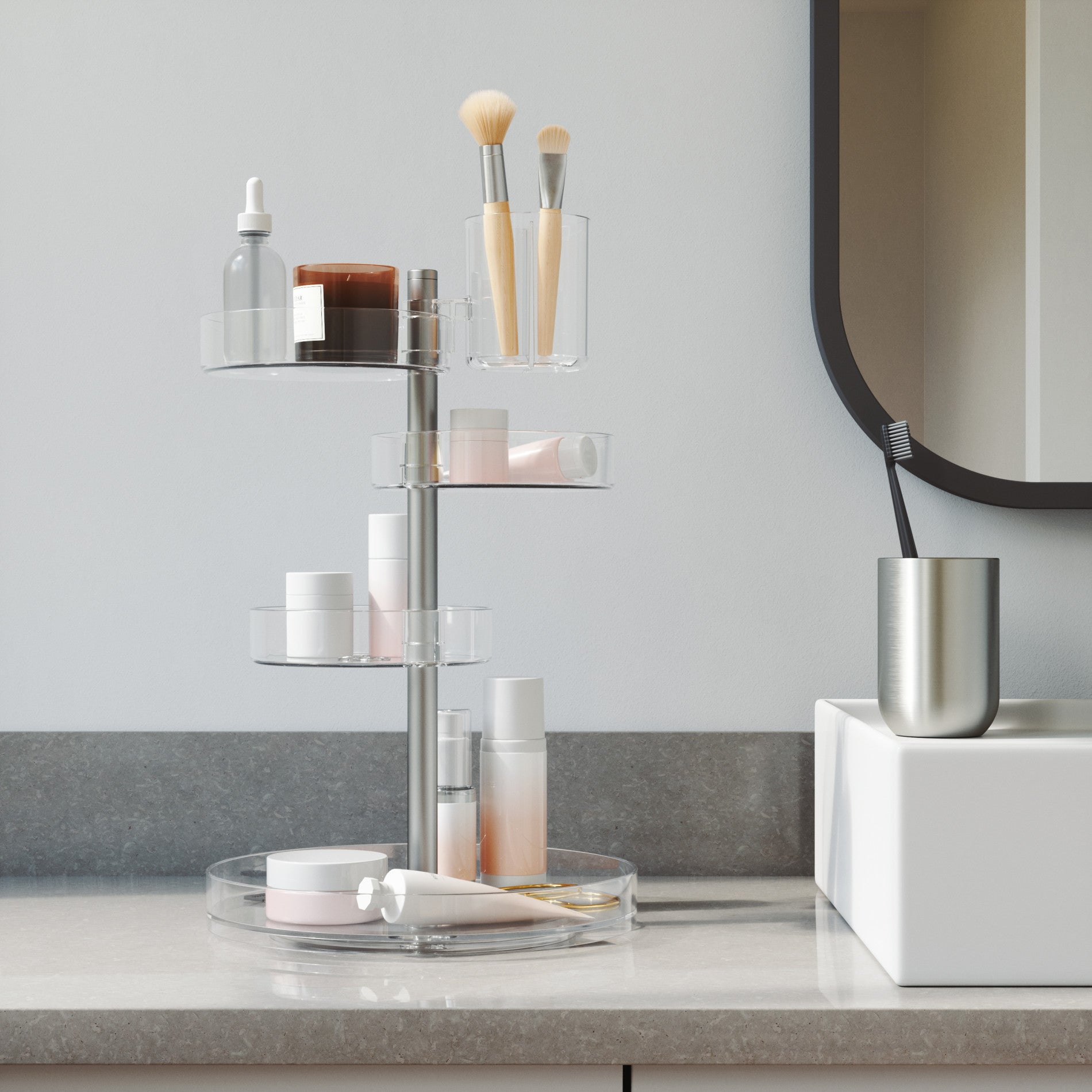 Stylish Pirouette Makeup Organizer for Vanity