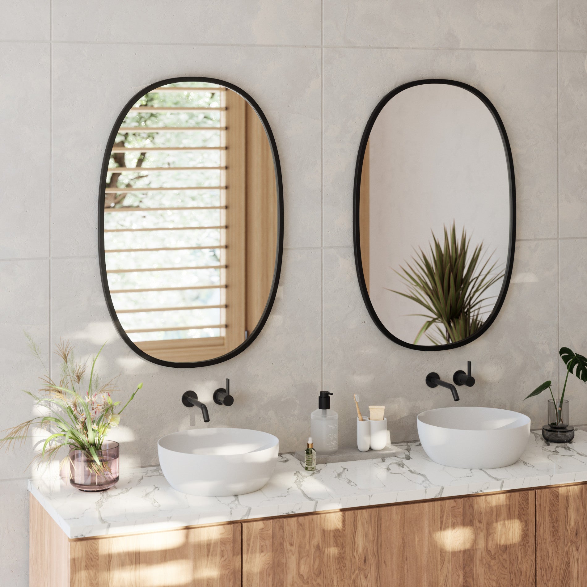 Modern Oval Wall Mirror - Sleek Home Decor