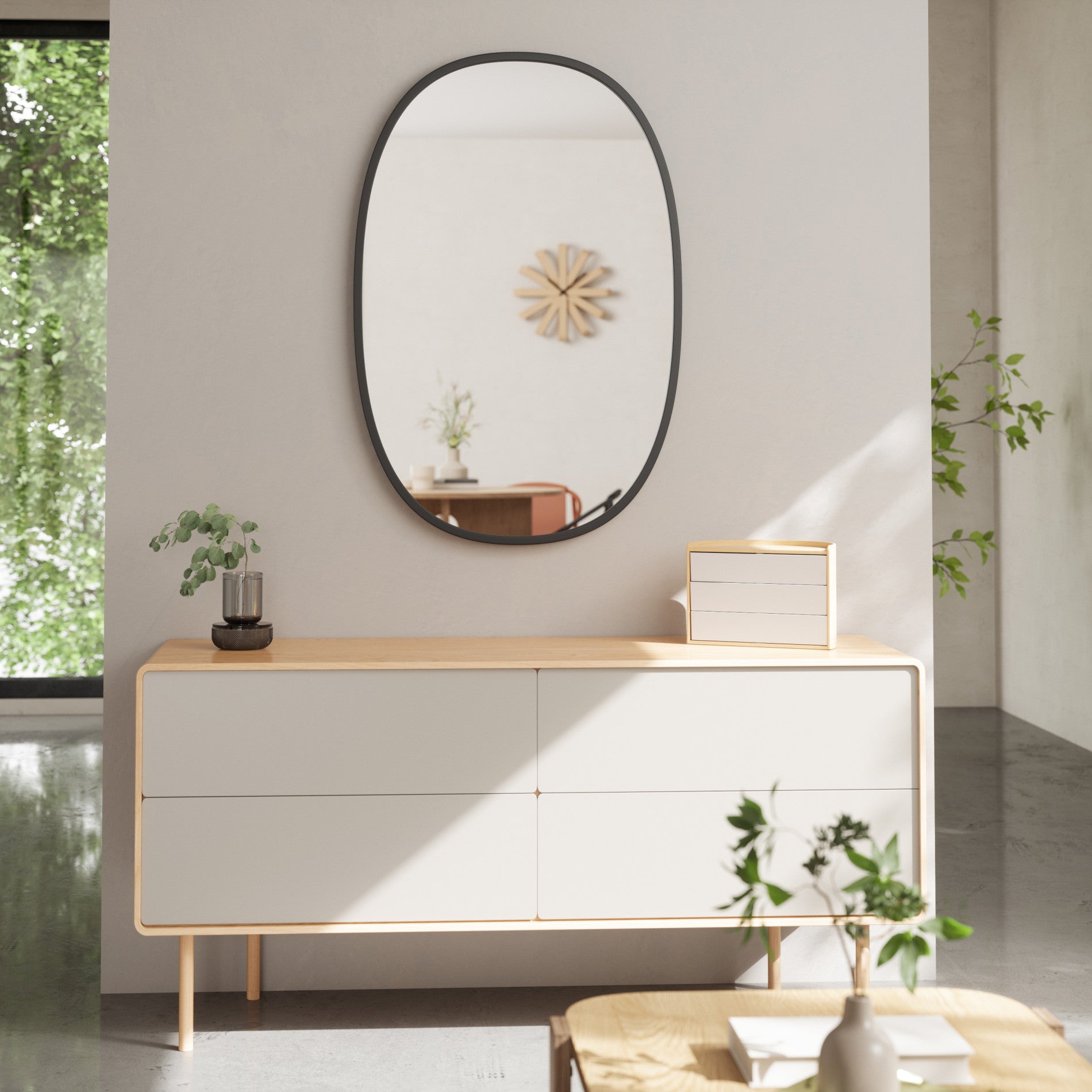 Modern Oval Wall Mirror - Sleek Home Decor
