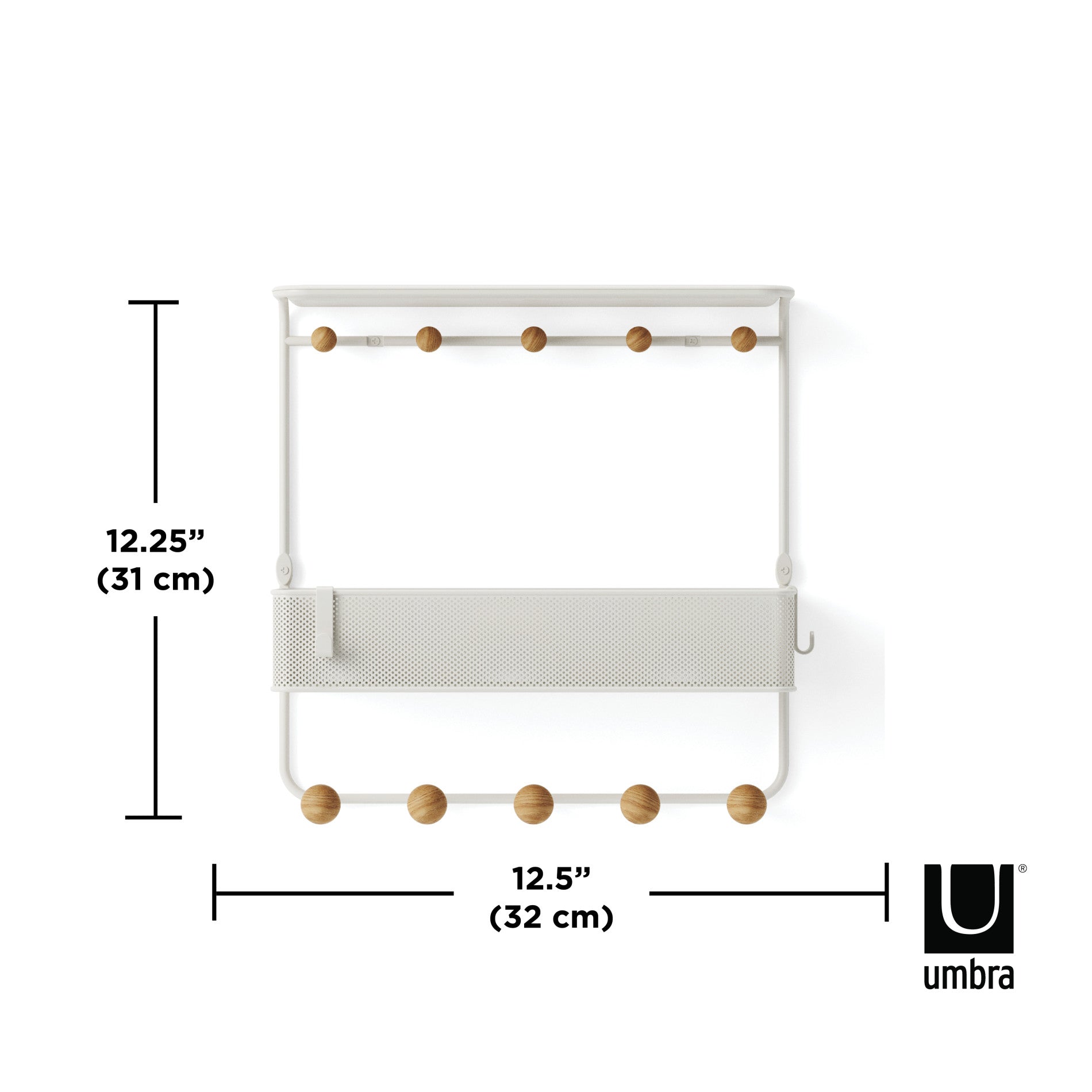 Wall Shelf with Hooks for Storage