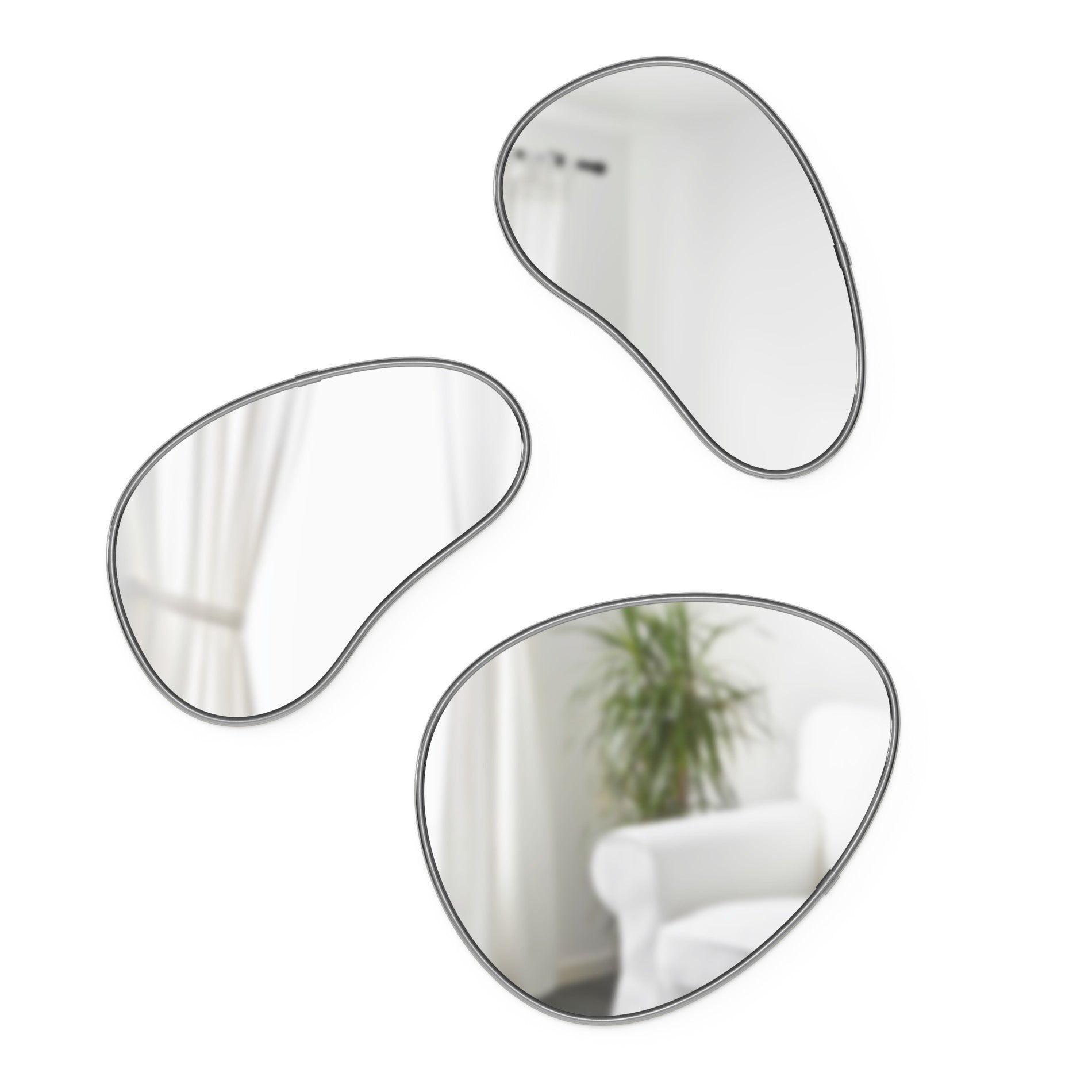 Pebble Wall Mirror Set - 3 Pack for Home Decor