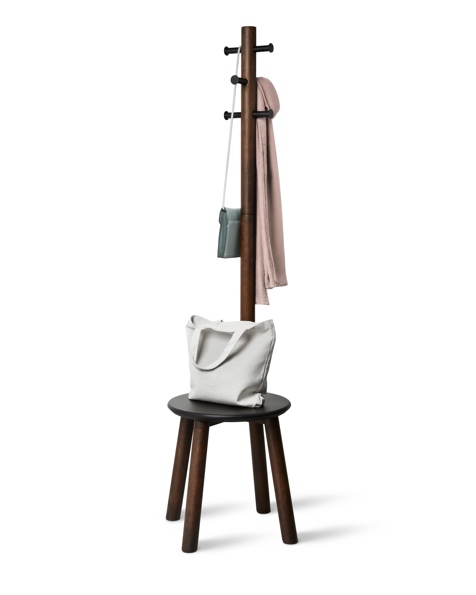 Modern Pillar Stool with Coat Hooks