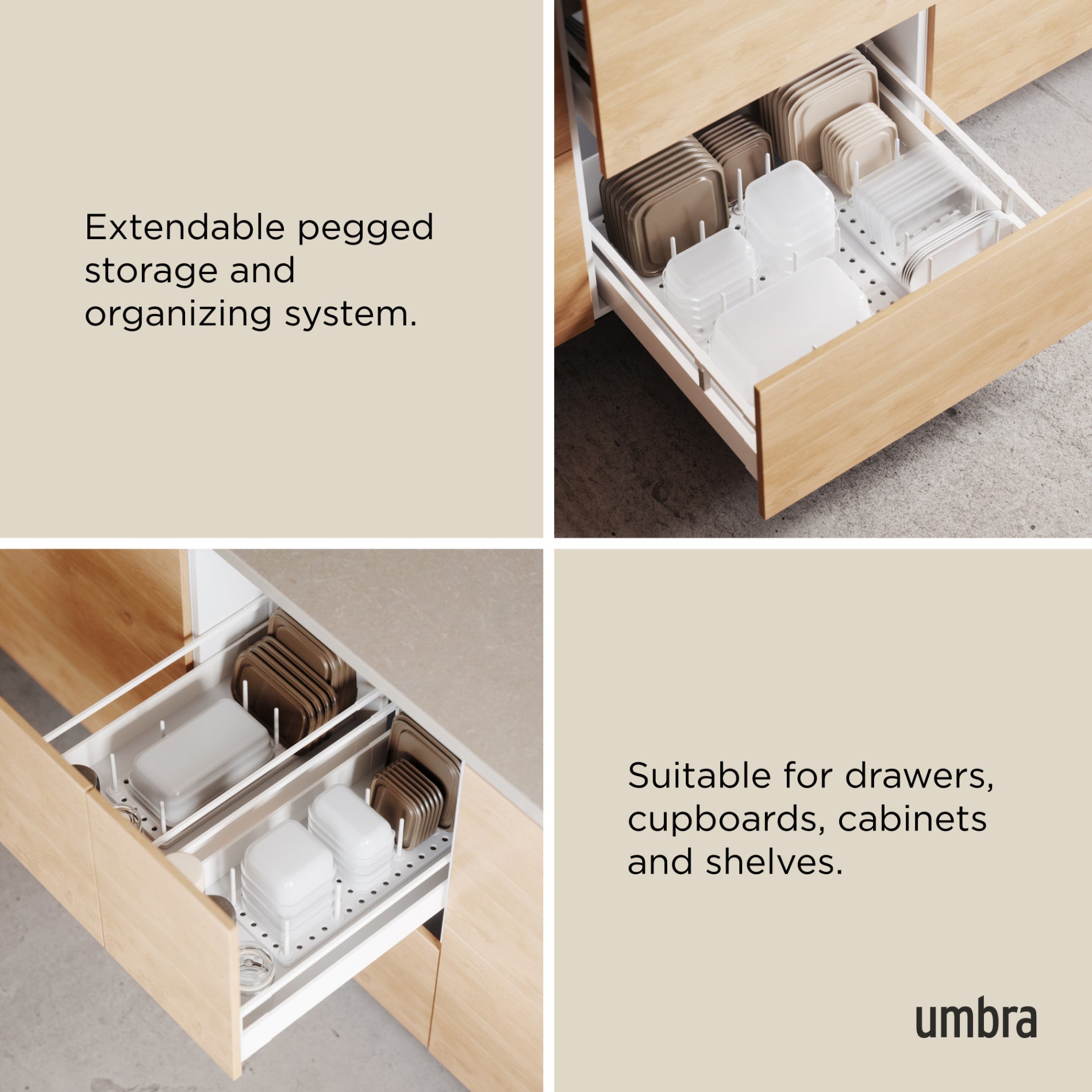 2-Pack Peggy Drawer Organizers for Storage