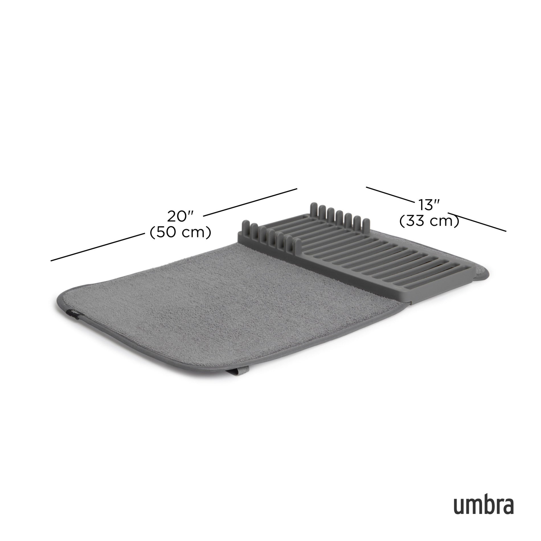 Compact UDry Dish Rack with Drying Mat