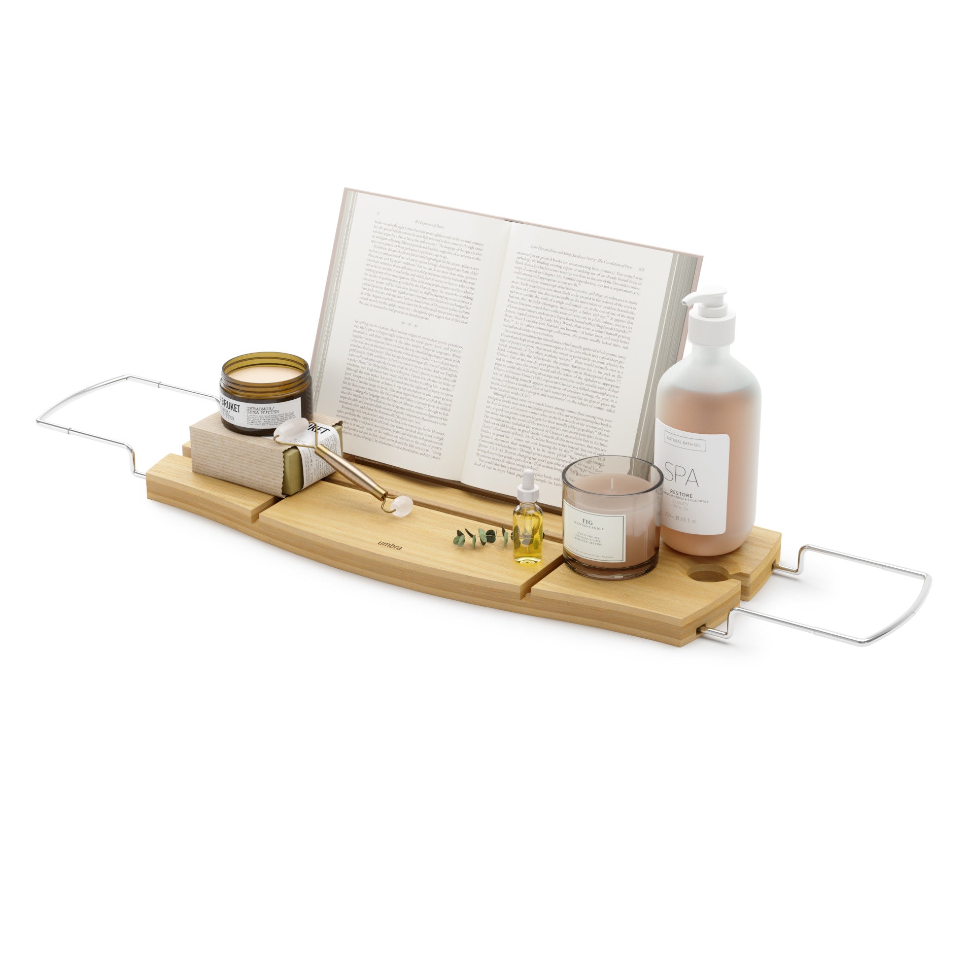 Wooden Bathtub Tray with Caddy