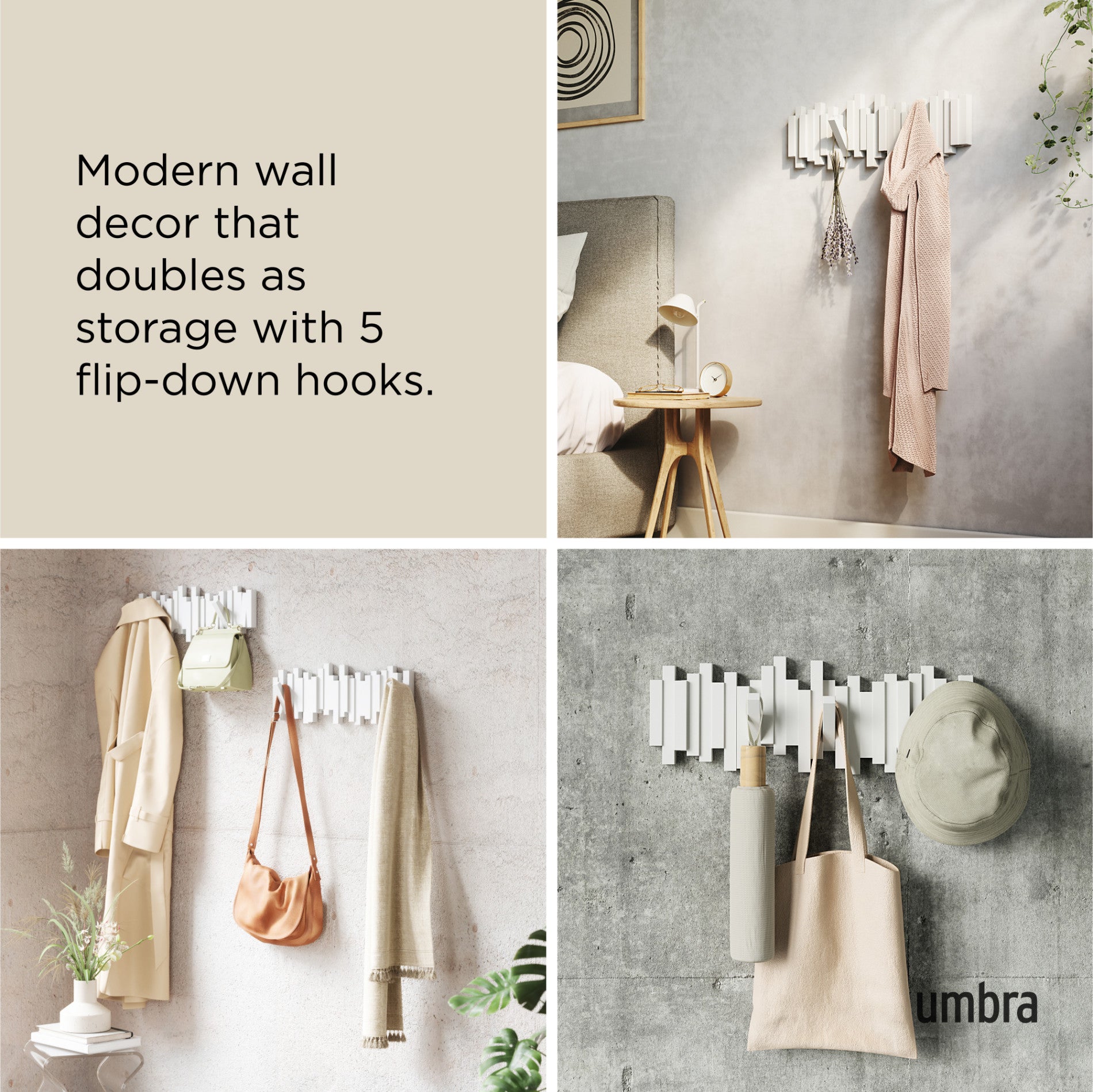 5-Pack Wall Hooks for Organizing
