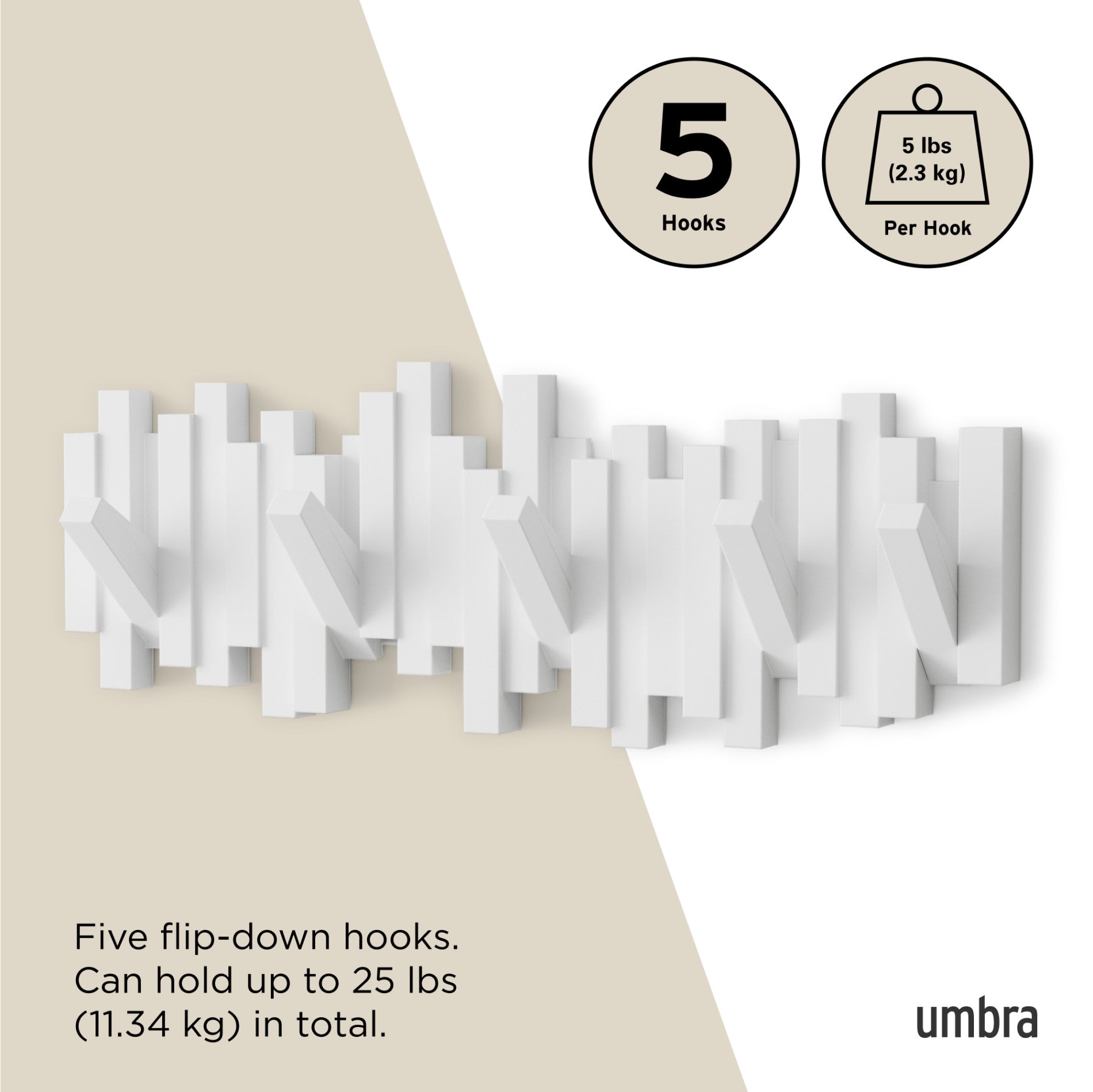 5-Pack Wall Hooks for Organizing