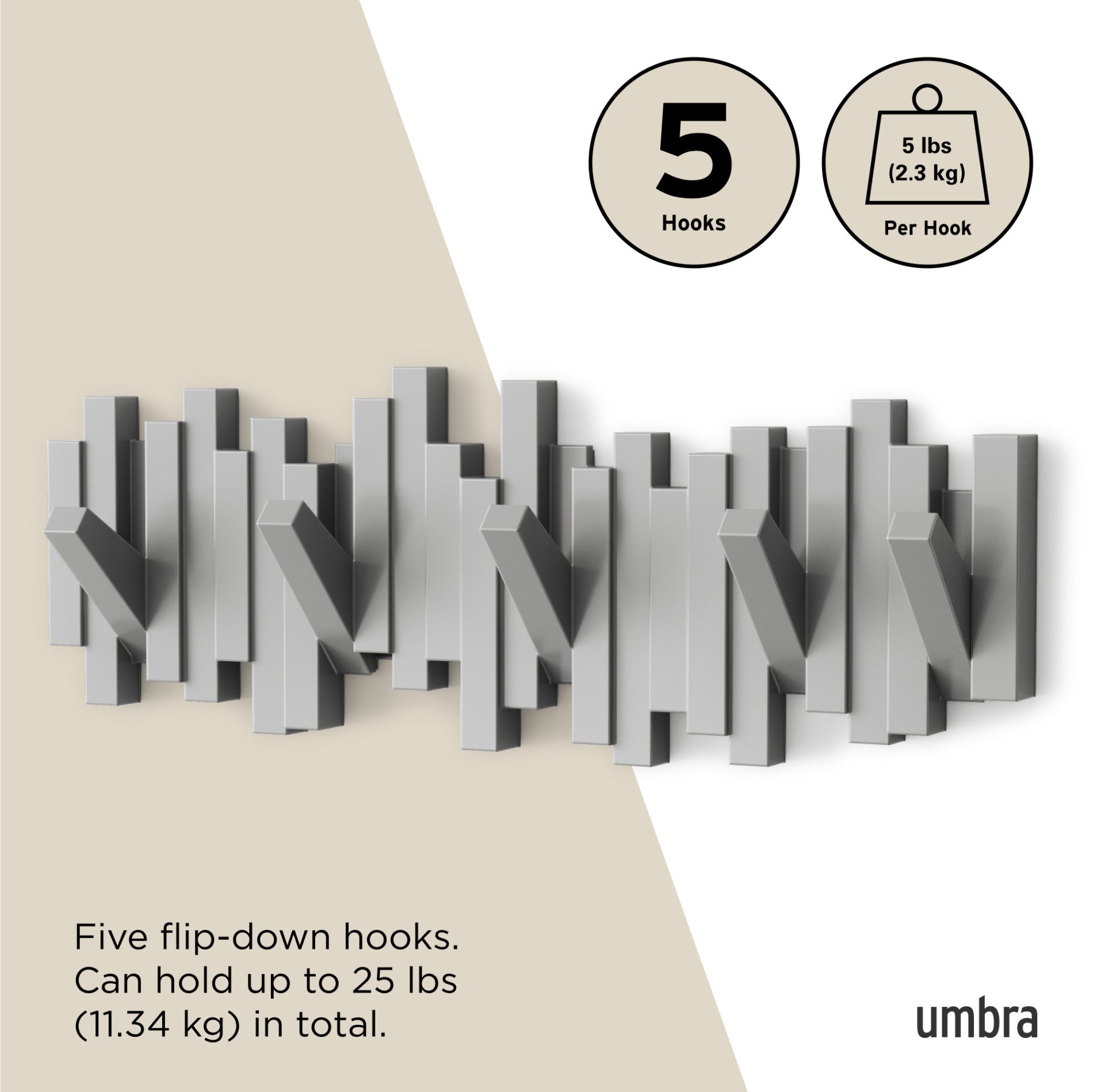 5-Pack Wall Hooks for Organizing