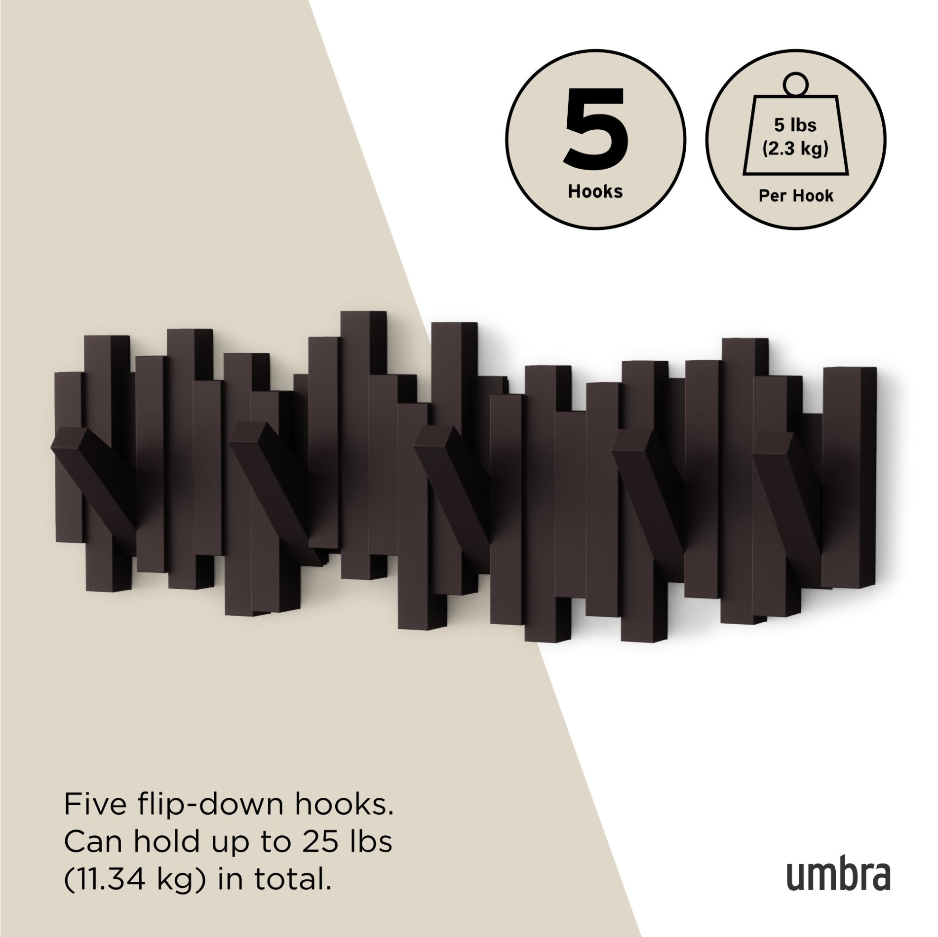 5-Pack Wall Hooks for Organizing