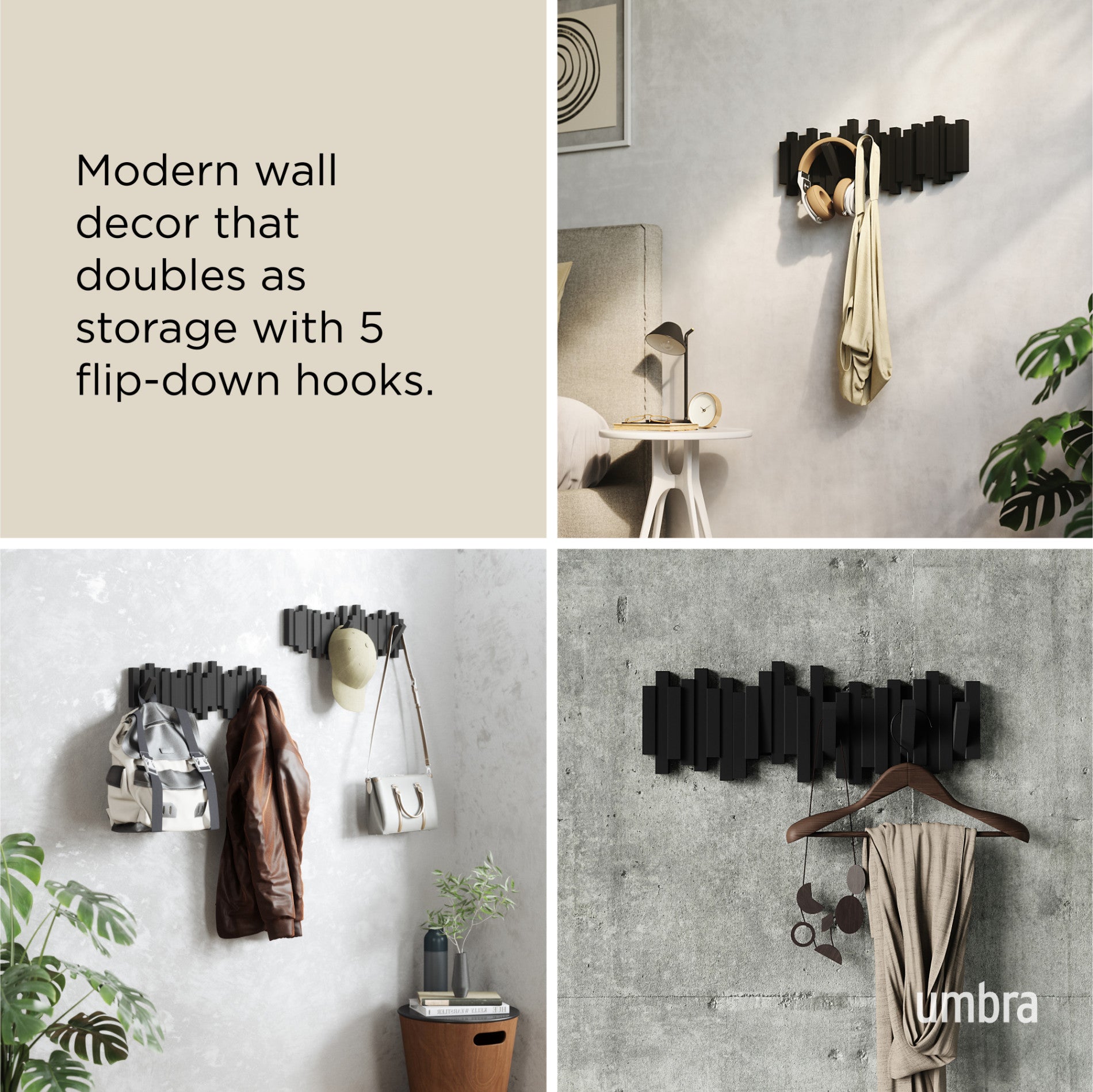 5-Pack Wall Hooks for Organizing